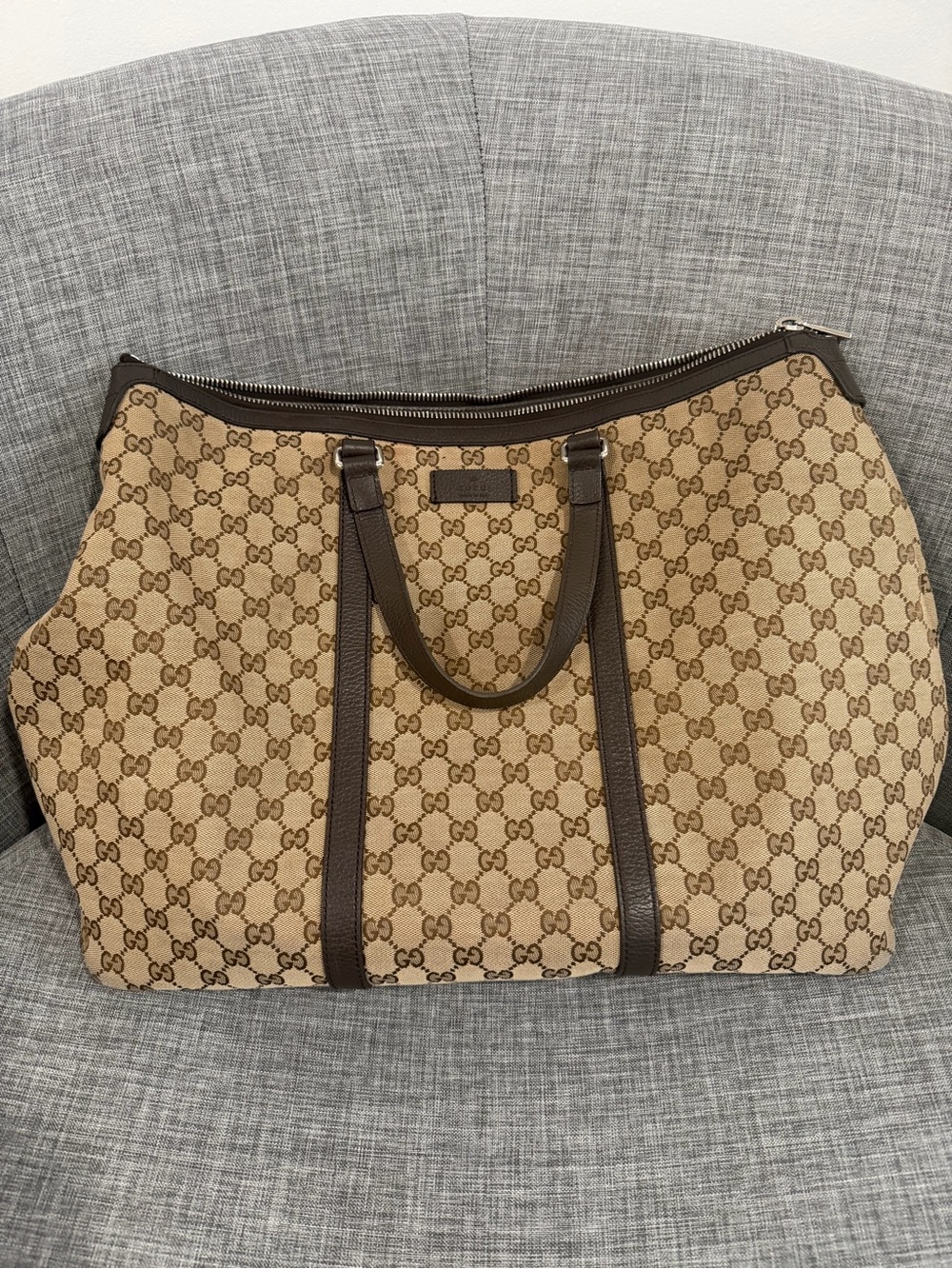 Gucci Brown GG Supreme Canvas Duffel Bag - Picture 11 of 11